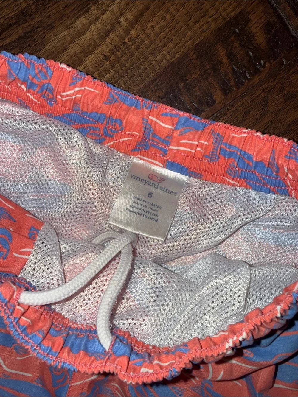 2-Pack Vineyard Vines Swim Trunks — Coral Fish & Mint Sailboat. BOYS SIZE 6/7.